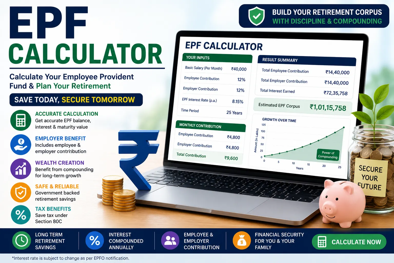 EPF Calculator – Calculate Employee Provident Fund Returns Online in 2026